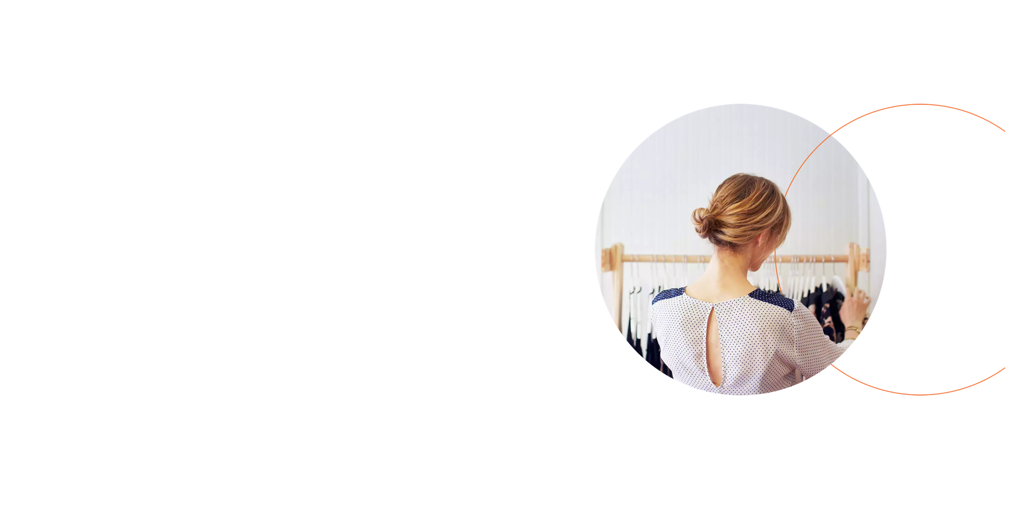 woman looking at clothing rack inside mastercard logo silhouette