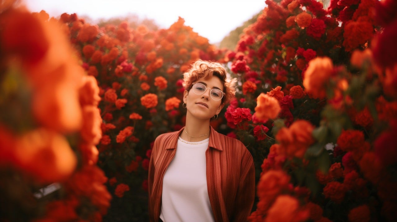 woman in flowers