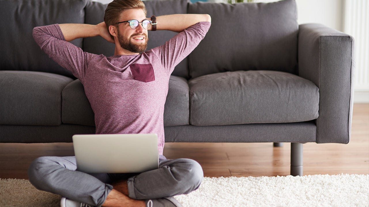Man with good vibes sitting on the floor