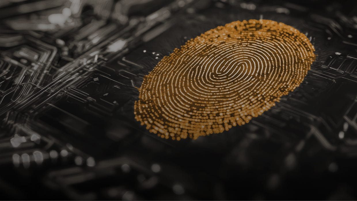 Fingerprint being scanned. 